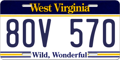 WV license plate 8OV570