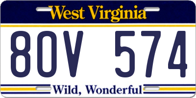 WV license plate 8OV574