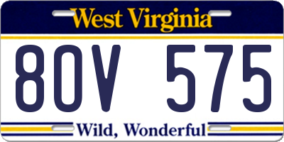 WV license plate 8OV575