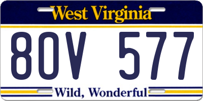 WV license plate 8OV577