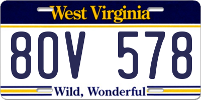 WV license plate 8OV578
