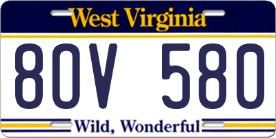 WV license plate 8OV580