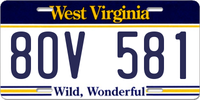 WV license plate 8OV581