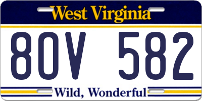 WV license plate 8OV582