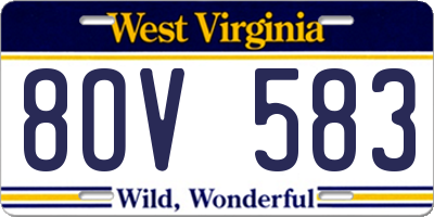 WV license plate 8OV583