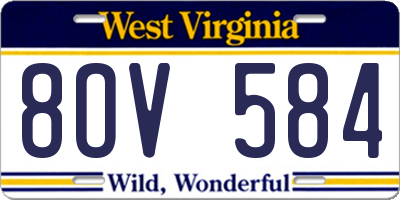 WV license plate 8OV584