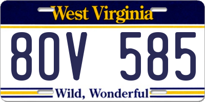 WV license plate 8OV585