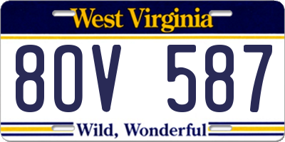WV license plate 8OV587