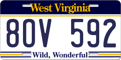WV license plate 8OV592