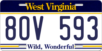 WV license plate 8OV593