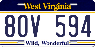 WV license plate 8OV594