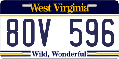 WV license plate 8OV596