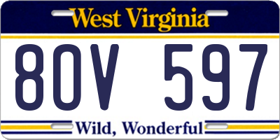 WV license plate 8OV597