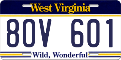 WV license plate 8OV601