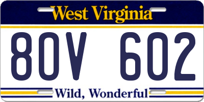 WV license plate 8OV602