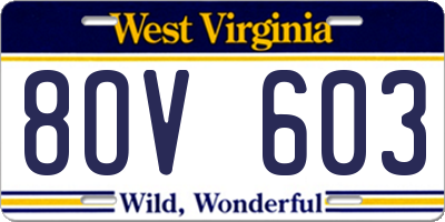 WV license plate 8OV603