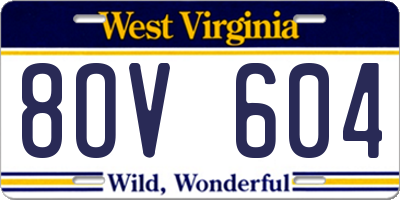 WV license plate 8OV604