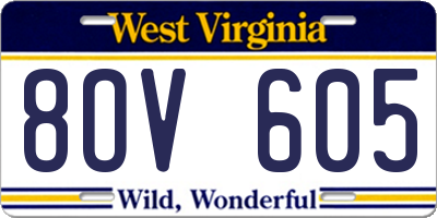 WV license plate 8OV605
