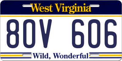WV license plate 8OV606