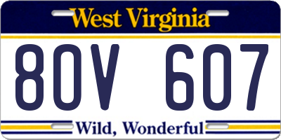 WV license plate 8OV607