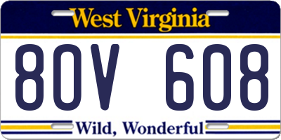 WV license plate 8OV608