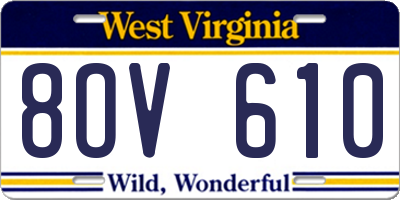 WV license plate 8OV610