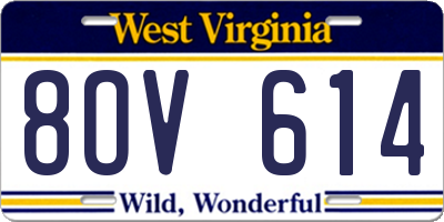WV license plate 8OV614