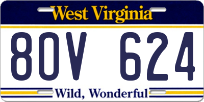 WV license plate 8OV624