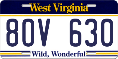 WV license plate 8OV630