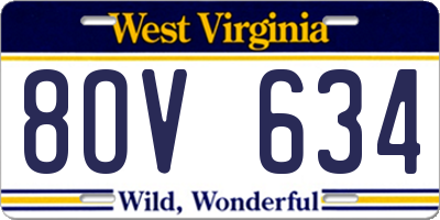 WV license plate 8OV634