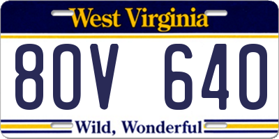 WV license plate 8OV640