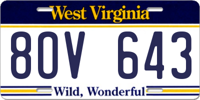 WV license plate 8OV643