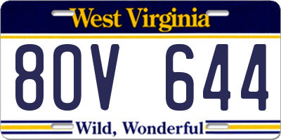 WV license plate 8OV644