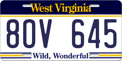 WV license plate 8OV645