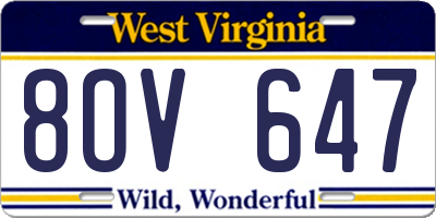 WV license plate 8OV647