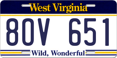WV license plate 8OV651