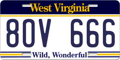 WV license plate 8OV666