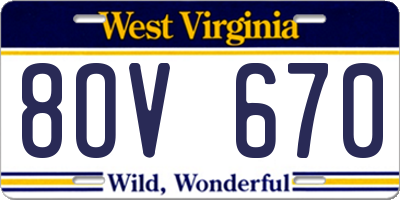 WV license plate 8OV670
