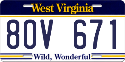 WV license plate 8OV671