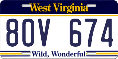 WV license plate 8OV674