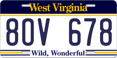 WV license plate 8OV678