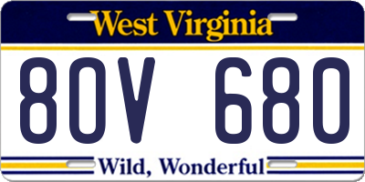 WV license plate 8OV680
