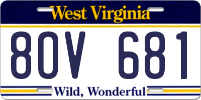 WV license plate 8OV681