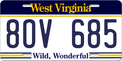 WV license plate 8OV685