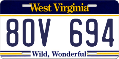 WV license plate 8OV694