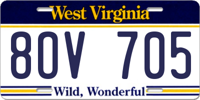 WV license plate 8OV705