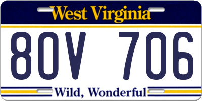 WV license plate 8OV706