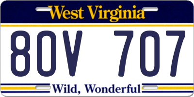 WV license plate 8OV707