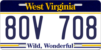 WV license plate 8OV708