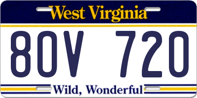 WV license plate 8OV720